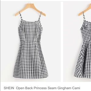 SHEIN Open Back Gingham Print Dress